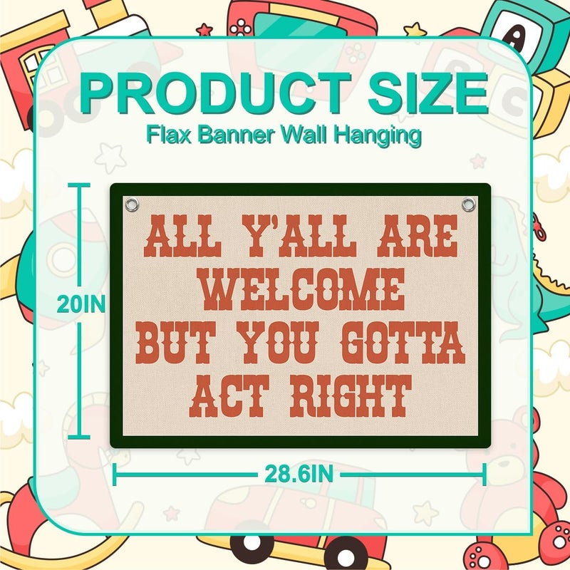 XFN Welcome Sign Funny Welcome Banner, Trendy Retro Wall Hanging, Wall Decor, Banner Flag, Wall Flag Classroom Playroom Home Entryway Living Room Office Decor, Banner for Room, Red - Image 5